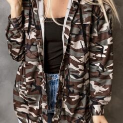 進口商品 82 女裝 | 美系 | 綠迷彩印花羈扣連帽夾克
