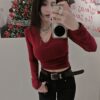 小腰精V領上衣 01 JT168