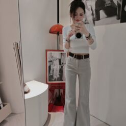 女裝 | 奶灰色刷絨喇叭褲