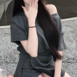 Alternative view of 女裝 | 燙鑽寬鬆 T + 開衩褲裙套裝