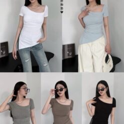 女裝 | 不規則斜肩側抓皺 Bra T