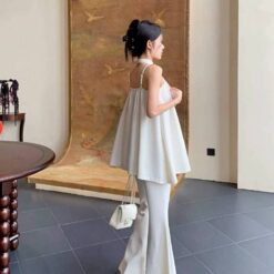 Alternative view of 女裝 | 慵懶垂墜感飄帶喇褲套