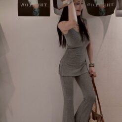 女裝 | 簡單背心微喇褲套裝