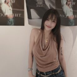 女裝 | 麻花美背垂領上衣