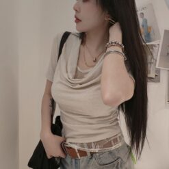女裝 | 垂領內搭蕾絲氣質上衣