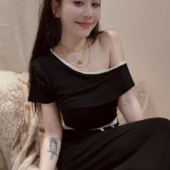 女裝 | 單肩滾邊裙套