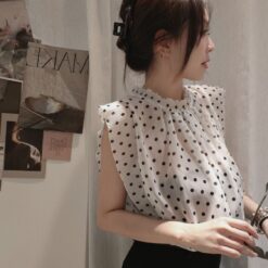 Alternative view of 女裝 | 花邊立領透透雪紡衫