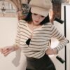 常規款條紋罩衫 杏色卡條紋