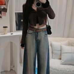 女裝 | 修容陰影色高腰闊腿褲