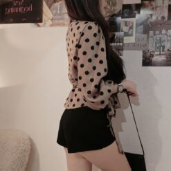 Alternative view of 女裝 | 側綁氣質開襟波點衫