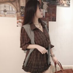 女裝 | 濃郁咖啡格紋洋