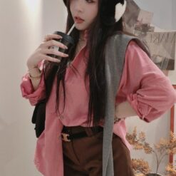 百搭麂皮絨單扣短褲 - 咖啡
