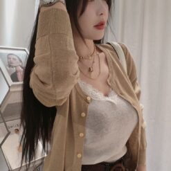 女裝 | 蕾絲胸口開扣細針織衫：圖片 6