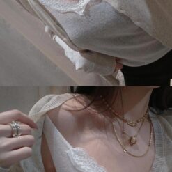 女裝 | 蕾絲胸口開扣細針織衫：圖片 5