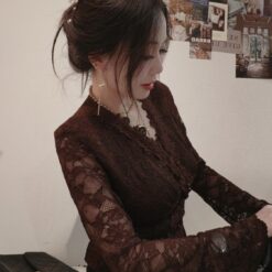 女裝 | 親膚 V 領蕾絲上衣：圖片 5