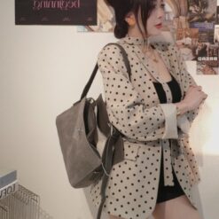 無領復古波點西外